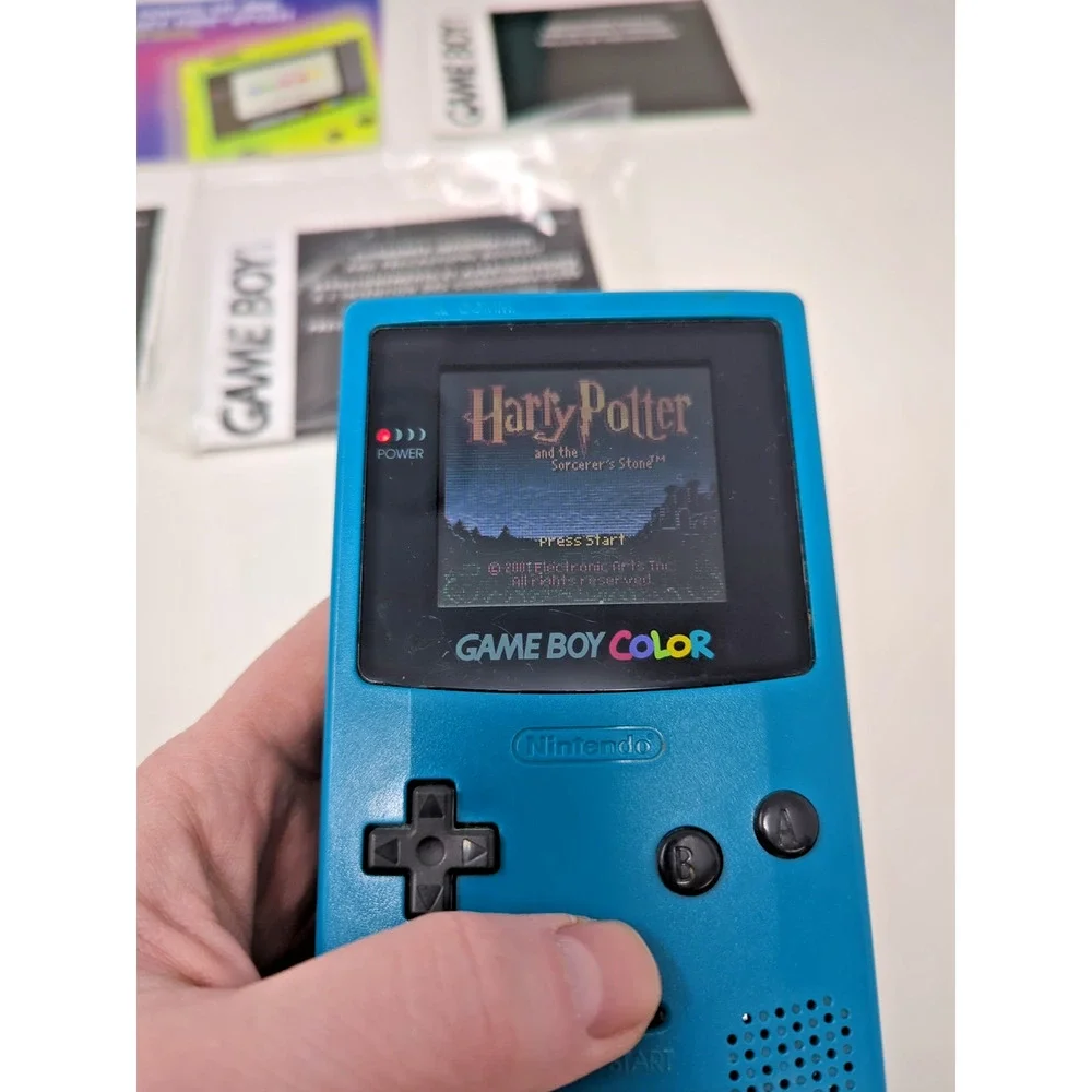 Nintendo Game Boy Color Handheld Console Teal Complete in Box CIB USA inserts